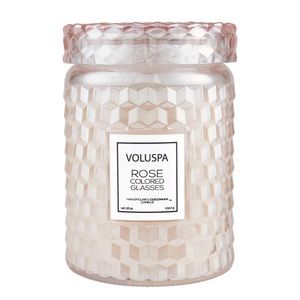 VOLUSPA ROSE COLORED GLASSES LARGE CANDLE
